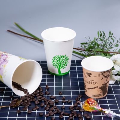 Tazze di carta da caffè mono parete usa e getta stampate su misura Eco-friendly per la festa del caffè