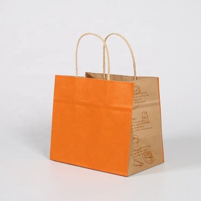 Personalizza il tuo logo Flexo stampato Maniglia patch Kraft carta borsa da asporto per il fast food