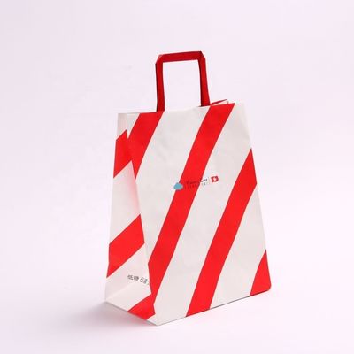 Personalizza il tuo logo Flexo stampato Maniglia patch Kraft carta borsa da asporto per il fast food