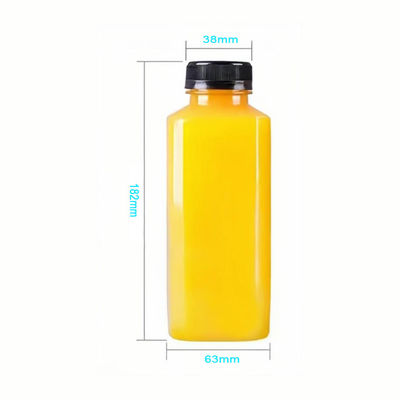 250ml 350ml 500ml PP Bottiglie di bevande in plastica resistenti al calore quadrate con tappo OEM/ODM