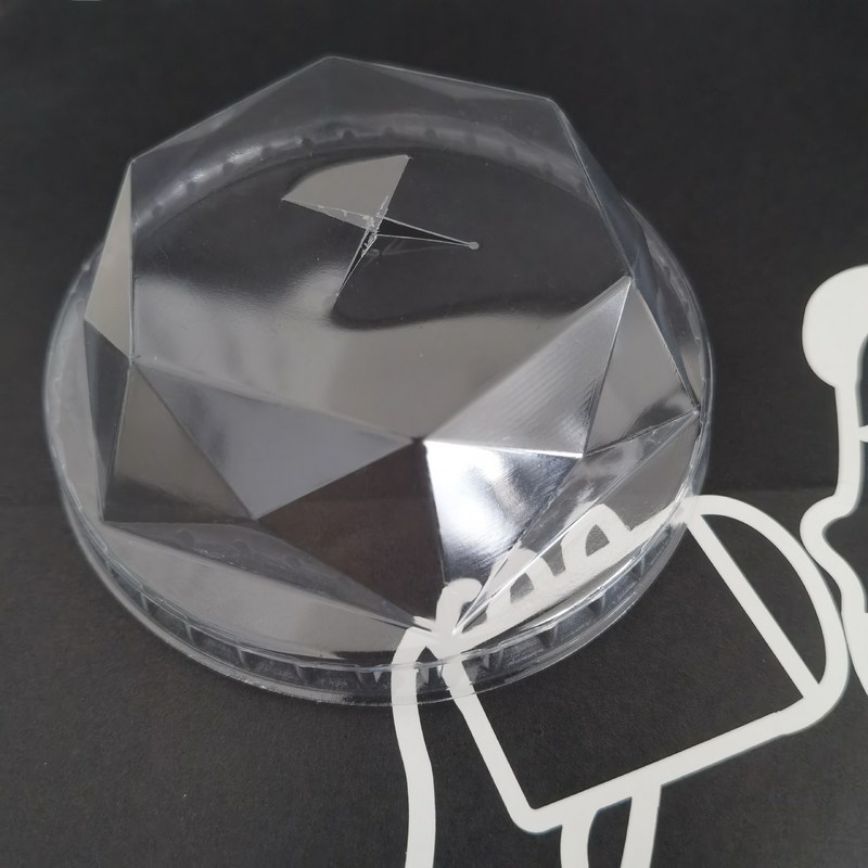 Disponibilità di campioni di PET/RPET di plastica a cupola piana a diamante per bicchieri di bevande fredde