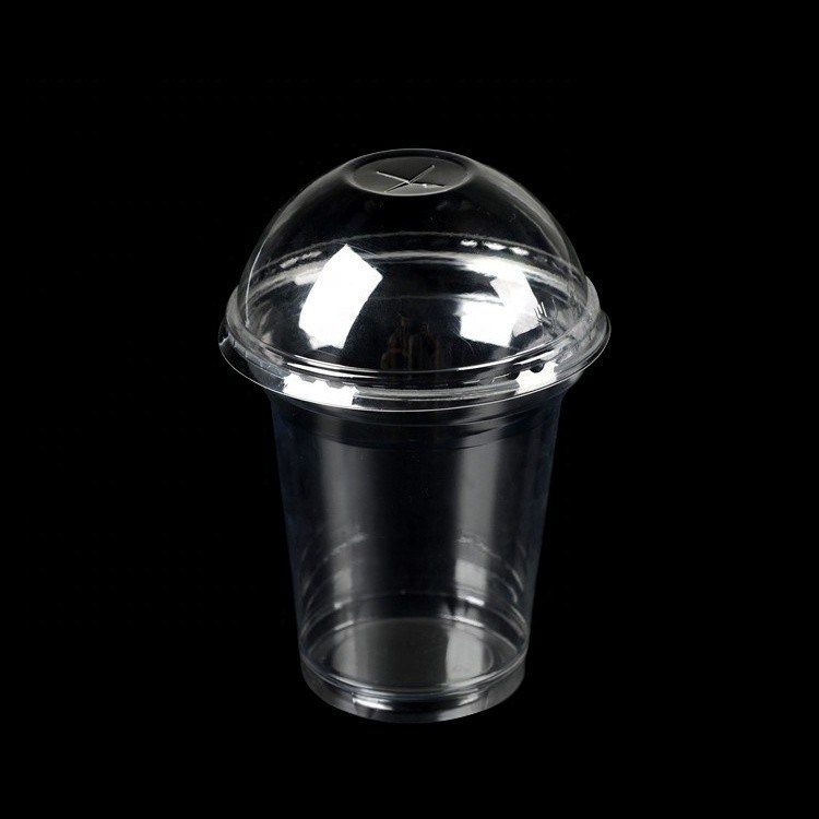 Coppa di plastica monouso di PLA trasparente calibro 95 con coperchio a cupola 20oz 16oz 12oz 9oz