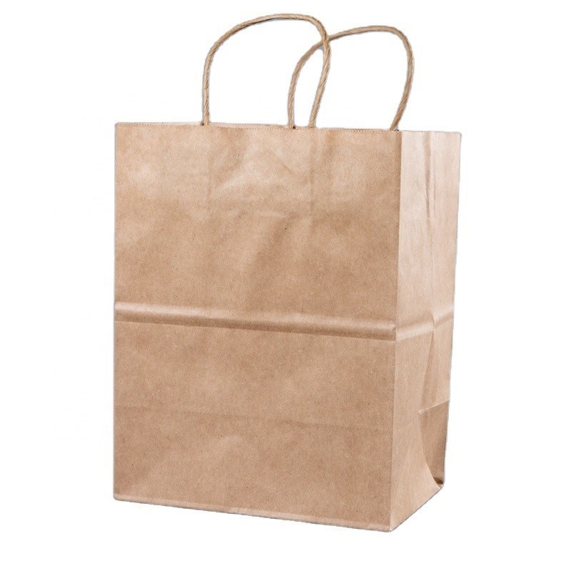 Personalizza il tuo logo Flexo stampato Maniglia patch Kraft carta borsa da asporto per il fast food